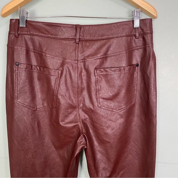 Commando Oxblood Red High Waisted Faux Leather Five Pocket Straight‎ Leg Pant L